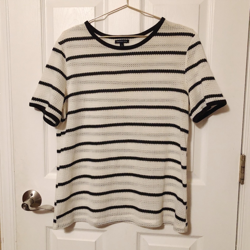 Who What Wear Black & White Knit Tee Shirt - L